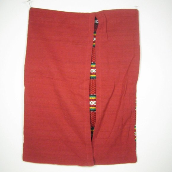 Handwoven Pillowcase ONLY Tapestry Decor Weaving Table Runner Red 21.5 In Rustic - Picture 3 of 4